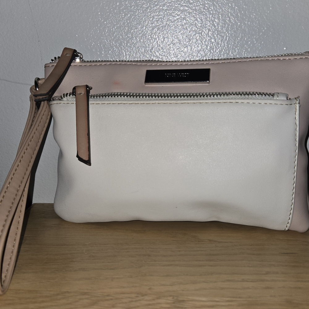 Elegant Two-Tone Leather Wristlet